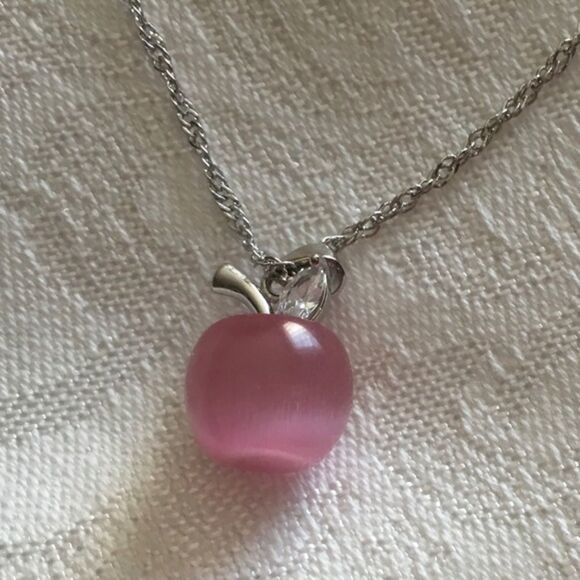 Pink Opal Apple Pendant Necklace - Picture 1 of 3